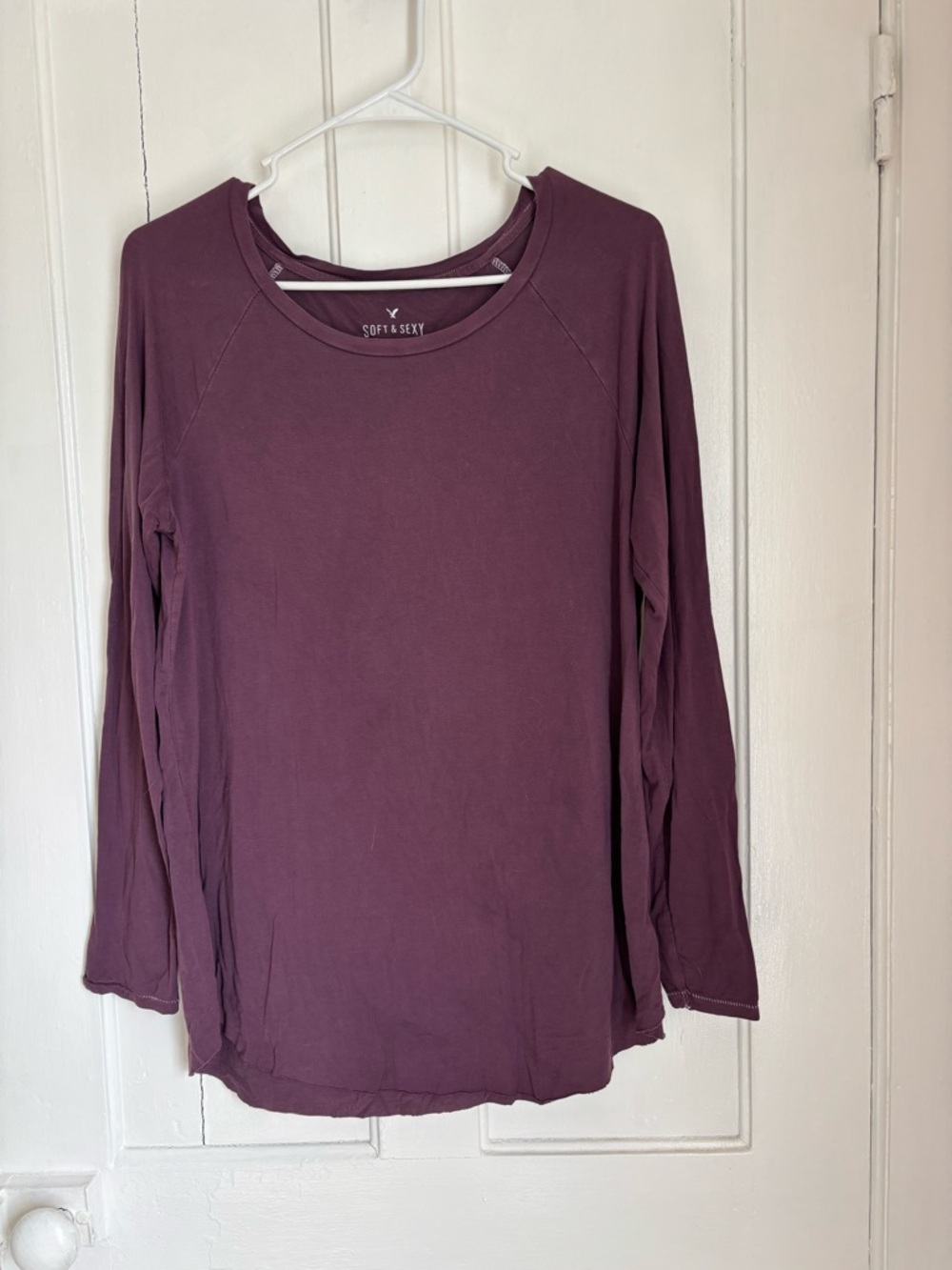 American Eagle Outfitters Long Sleeve Tee in Plum